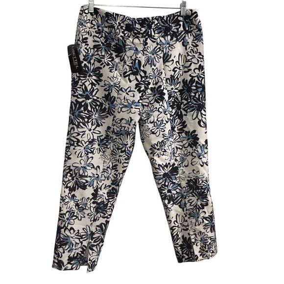 Lisette L Montreal Women's Floral Pop Art 26” Ankle Pants Back Slit Blue Size 16 - Picture 5 of 14